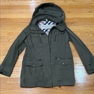 Burberry Brit Olive Green Hooded Jacket